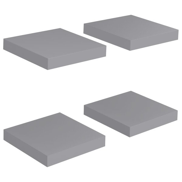 vidaXL Étagères murales flottantes 4 Pièces gris 23x23 5x3 8 cm MDF
