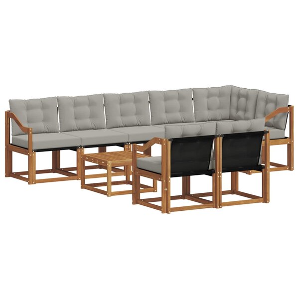 vidaXL Ensemble de canapés d'extérieur 9 pc Gris Naturel et Clair