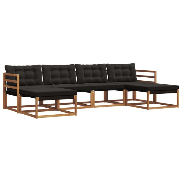 vidaXL Ensemble de canapés d'extérieur 6 pc Naturel et Noir