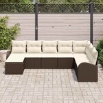 vidaXL Ensemble de canapé de jardin 8 Pièces Marron Poly rotin