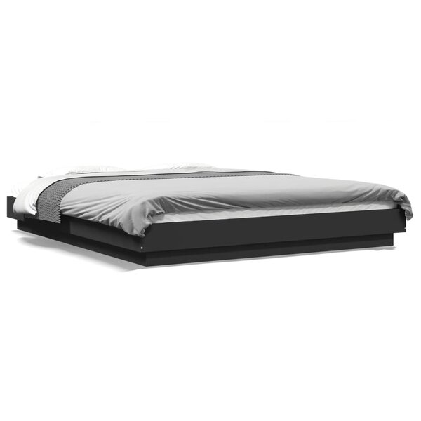 vidaXL Cadre de lit avec lumières LED sans matelas noir 160x200 cm