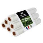 Pack and Move - Lot 6 rouleaux film étirable - 300 m - Transparent - Film déménagement Film emballage Film palette Film protection