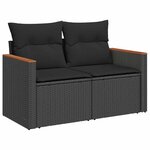 vidaXL Salon de jardin 6 Pièces avec coussins noir résine tressée
