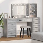 vidaXL Table de Toilette 3 Pièces Gris 40 x 41 x 135 cm Bois d'ingénierie
