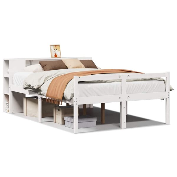 vidaXL Lit bibliothèque sans matelas blanc 160x200 cm bois pin massif