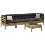vidaXL Salon de jardin 5 Pièces avec coussins bois de pin imprégné