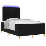 vidaXL Lit à ressort LED avec matelas Noir 120 x 190 cm tissu