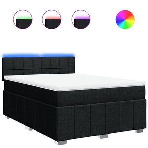vidaXL Sommier à lattes de lit avec matelas Noir 160x200 cm Tissu