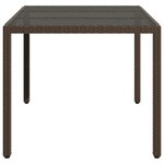 vidaXL Table de jardin avec dessus en verre marron résine tressée