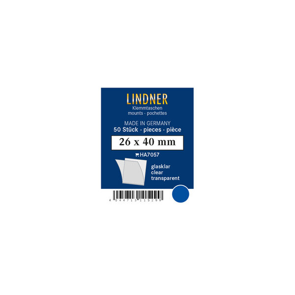 Pochettes simple soudure 26 x 40 mm pour timbres type commémoratif vertical. Fond - Transparent