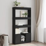 vidaXL Buffet haut noir 92x33x180 cm bois d'ingénierie