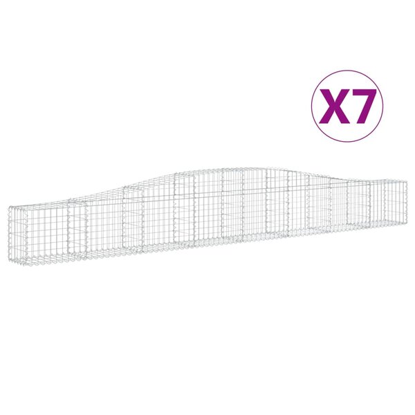 vidaXL Paniers à gabions arqués 7 Pièces 400x30x40/60 cm Fer galvanisé