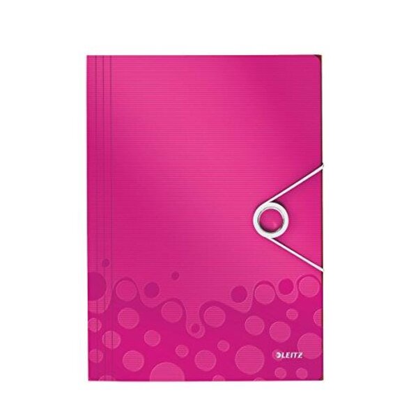 Chemise WOW 3 rabats à élastique polypro 150 feuilles A4 Rose Métallique LEITZ