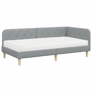 vidaXL Cadre de lit d'angle Gris clair 90 x 190 cm tissu
