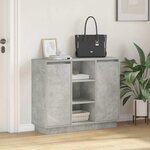 vidaXL Buffet LED Gris béton 90 x 32 x 75 cm Bois d'ingénierie