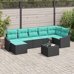 vidaXL Ensemble de Canapés avec coussin 8 Pièces Noir polyrotin