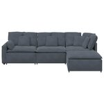 vidaXL Canapé modulaire et repose-pieds et coussins velours gris foncé