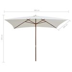 vidaXL Parasol avec poteau en bois 200 x 300 cm Blanc crème