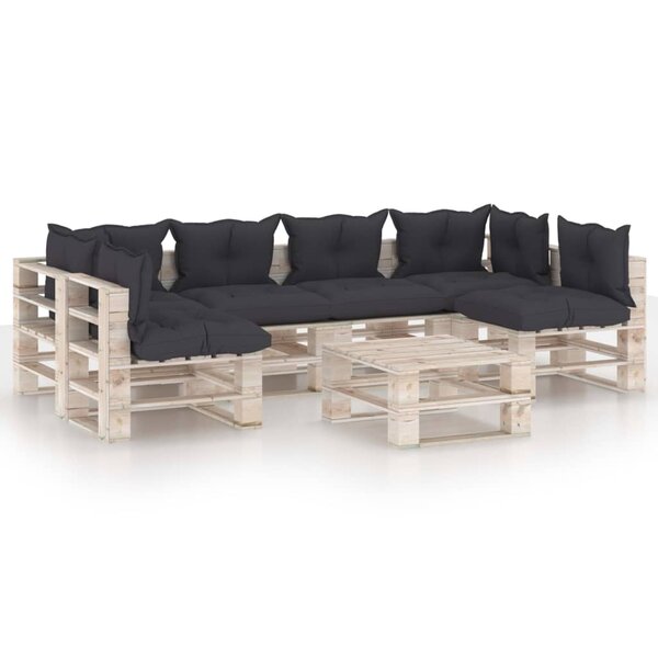 vidaXL Salon de jardin palette 7 Pièces avec coussins bois de pin