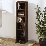 vidaXL Armoire à CD Chêne fumé 21x20x88 cm Bois d'ingénierie