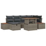 vidaXL Ensemble de canapé de jardin avec coussin 7 Pièces Gris Poly rotin