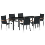 vidaXL Ensemble de salle à manger pour jardin 7 pc Noir