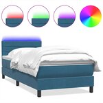 vidaXL Sommier à lattes de lit et matelas et LED bleu foncé 80x210 cm velours