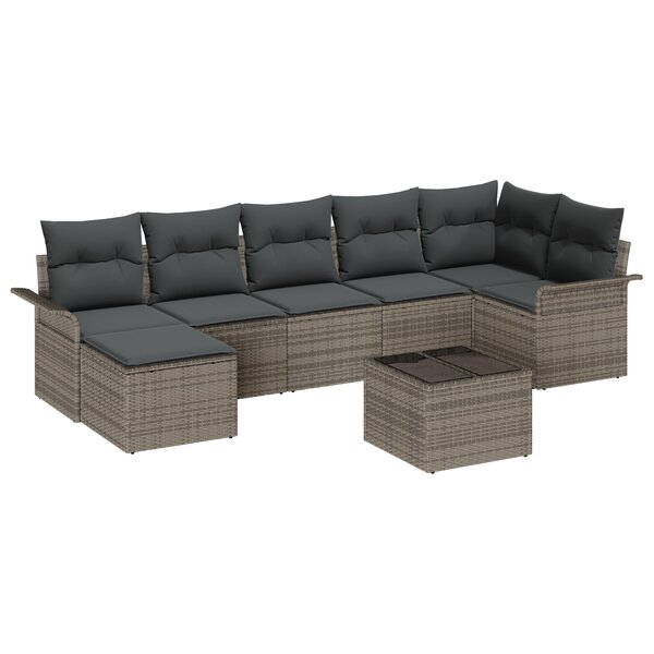 Ensemble de Canapés de Jardin avec Coussins vidaXL Noir Rattan Poly