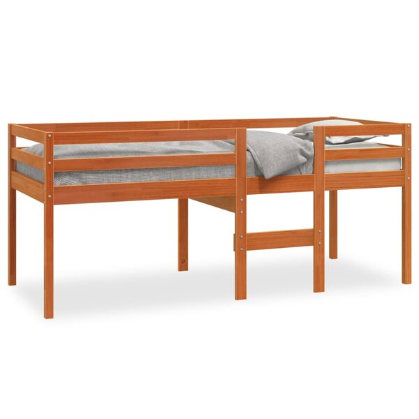 vidaXL Lit haut sans matelas cire marron 90x200 cm bois massif