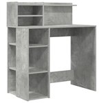 vidaXL Bureau avec rangement Gris béton 90x48x101.5 cm Bois d'ingénierie