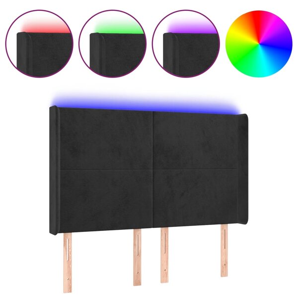 vidaXL Tête de lit à LED Noir 147x16x118/128 cm Velours