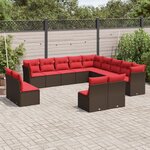 vidaXL Salon de jardin avec coussins 13 Pièces marron résine tressée