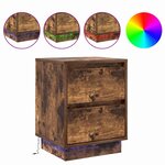 vidaXL Table de chevet avec lumières LED Chêne fumé 39x34 5x50 cm