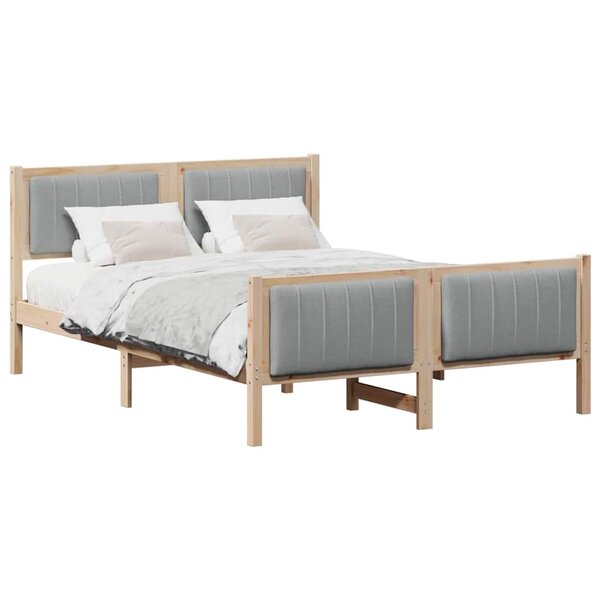 vidaXL Cadre de lit avec tête de lit Marron et gris clair 140 x 200 cm
