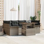 Ensemble de canapé de jardin 7 pièces avec coussins gris en rotin synthétique
