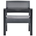 vidaXL Salon de jardin 3 Pièces Plastique Anthracite