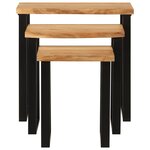 vidaXL Tables gigognes 3 Pièces avec bord vivant bois massif d'acacia