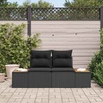 vidaXL Canapé de jardin Noir 184 x 62 x 85cm polyrotin