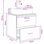 vidaXL Vanité de lavabo mural Bois ancien 49 5 x 41 x 62 5 cm