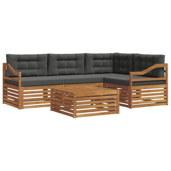 vidaXL Ensemble de canapés d'extérieur 5 pc Naturel et Anthracite
