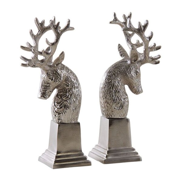 Serre-livres tête de cerf en aluminium (lot de 2)