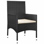 vidaXL Salon de jardin 4 Pièces avec coussins Noir Résine tressée