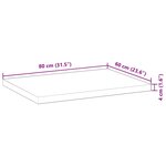 vidaXL Dessus de table rectangulaire 80x60x4 cm bois massif d'acacia