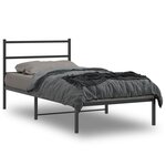 vidaXL Cadre de lit métal avec tête de lit noir 100x190 cm