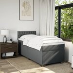 vidaXL Sommier à lattes de lit avec matelas Gris foncé 90x200 cm Tissu