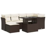 vidaXL Salon de jardin avec coussins 7 Pièces marron résine tressée
