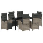 vidaXL Ensemble de jardin de 7 pièces en poly rattan gris