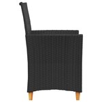vidaXL Chaises de jardin coussins lot de 2 noir résine tressée et bois