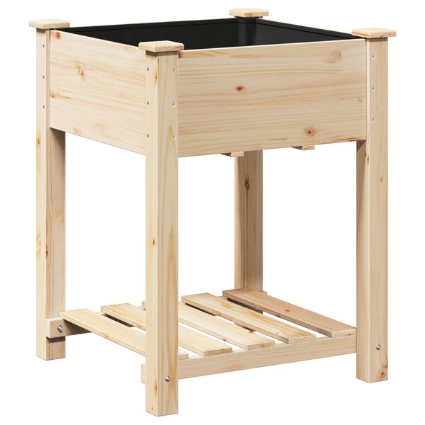 Jardinière vidaXL avec étagère 60x60x76 cm en bois massif de pin