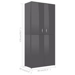 vidaXL Armoire à chaussures Gris brillant 80x39x178 cm Bois ingénierie